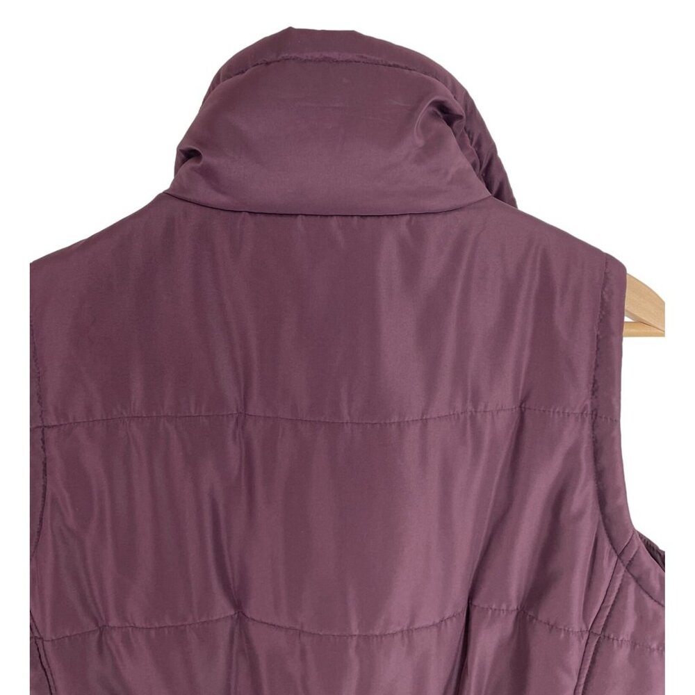 Style & Co Womens Size Medium Burgundy Puffer Vest w/Gold Zipper & Snaps - Picture 8 of 10